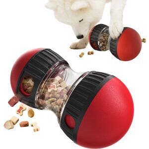 PawsPik Dual Sphere Treat-Dispensing Rolling Dog Toy Red